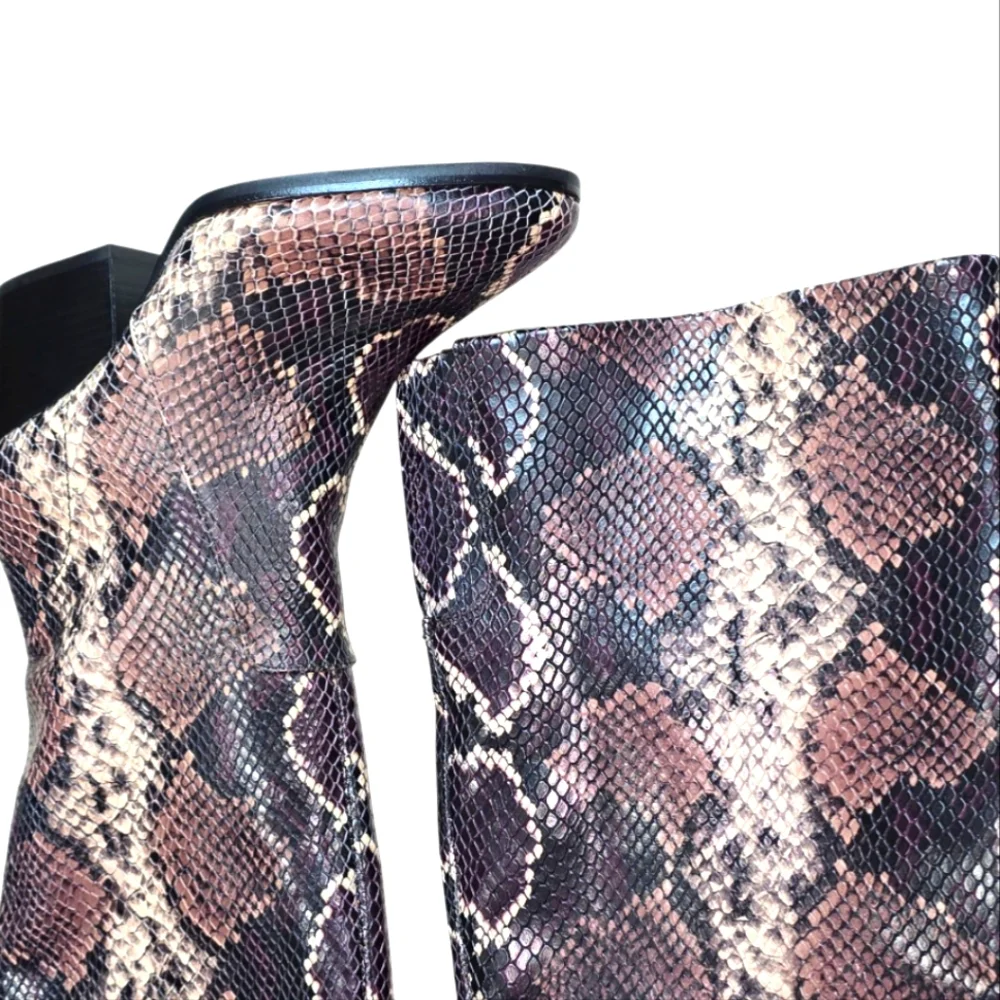 Vince Camuto Nestel Boots Snake Print Block Heel Knee High Boots SZ‎ 5 New